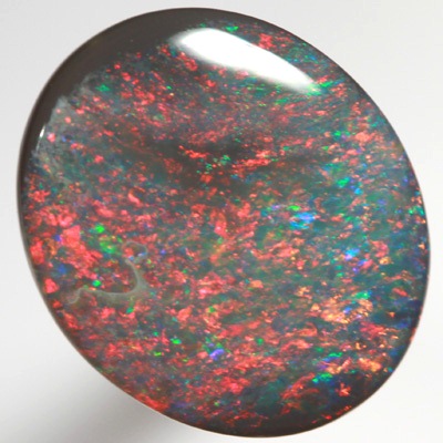 SOLID BLACK OPAL RARE Red - blue Floral Harlequin pattern SEE VIDEO